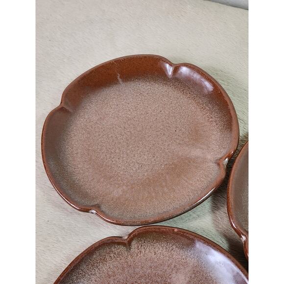 Frankoma Pottery Saucers Plate Plainsman Peach Mountain 5E Brown 5 3/4" Vintage - Picture 10 of 13
